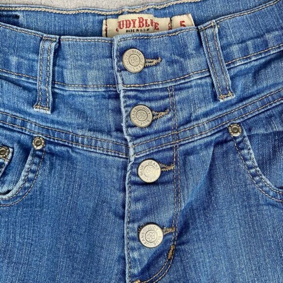 Judy Blue Women's size 5 Blue Keeley Jeans High Rise Button Fly Skinny Raw Hem - Picture 9 of 12